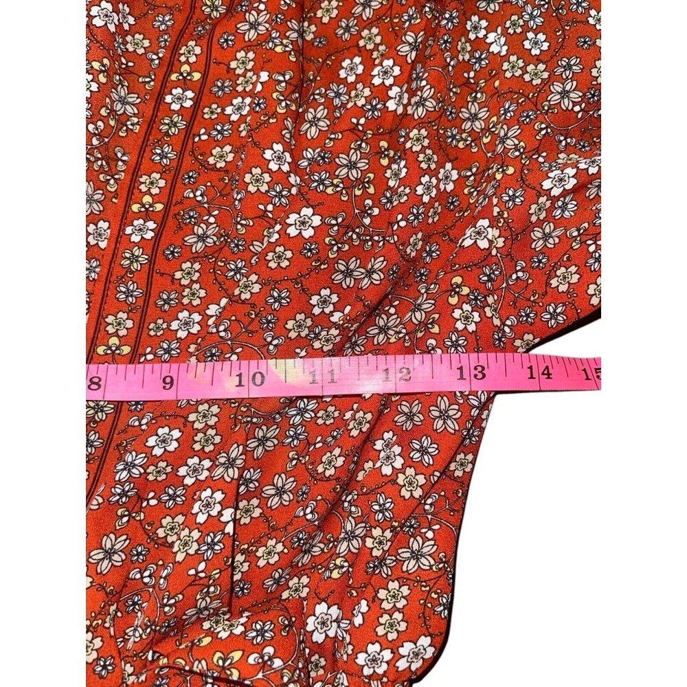MAX STUDIO Women's Size Small Floral Tie Front Blouse - Picture 7 of 12